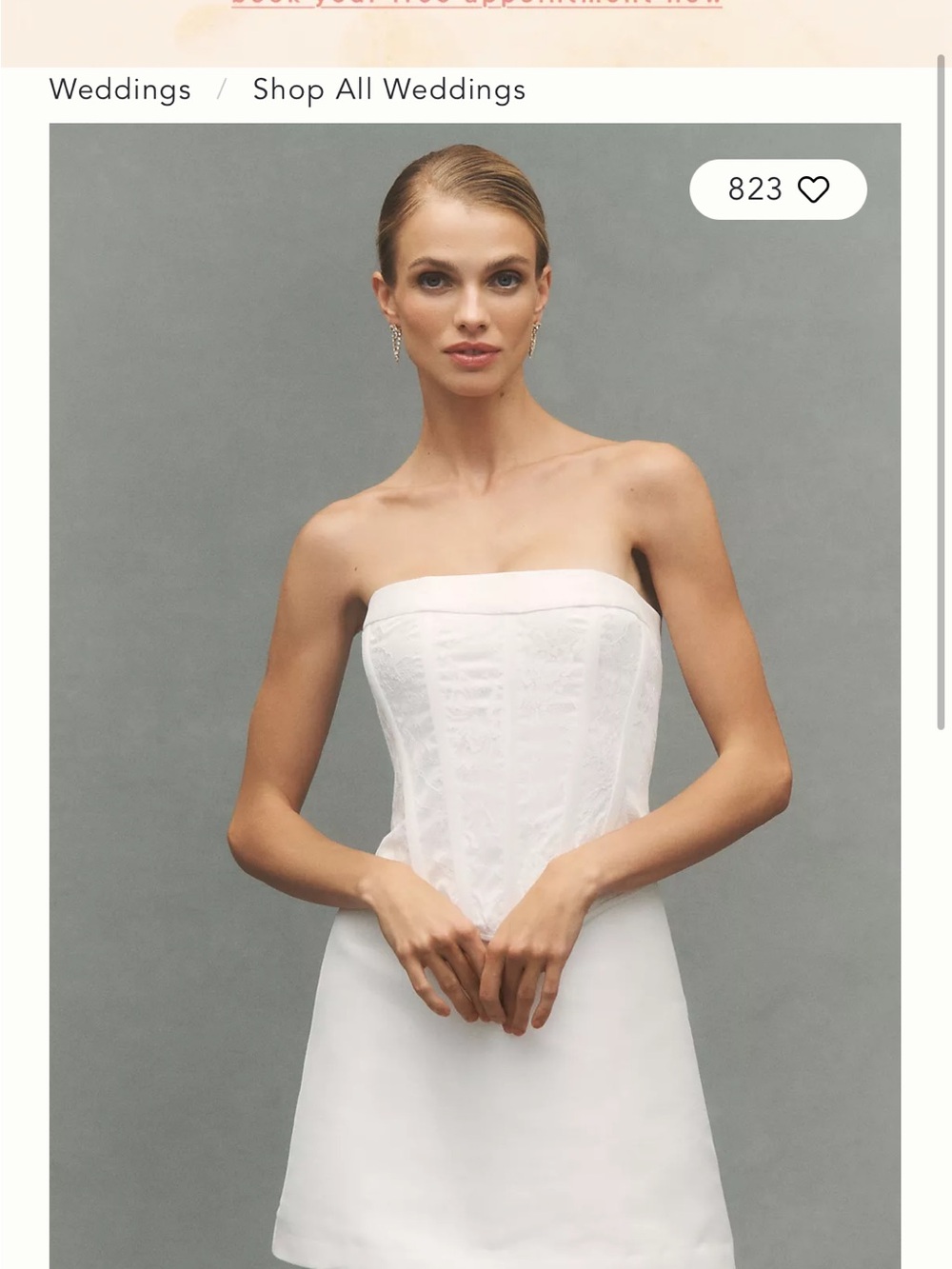BHLDN White Strapless Mini Dress with Corset Bodice